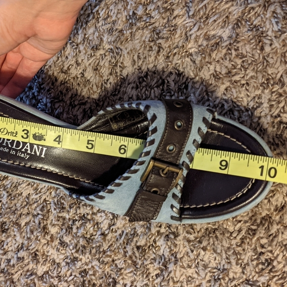 Leather Cordani Wedge Sandals, Size 7, Light Blue - Picture 8 of 10